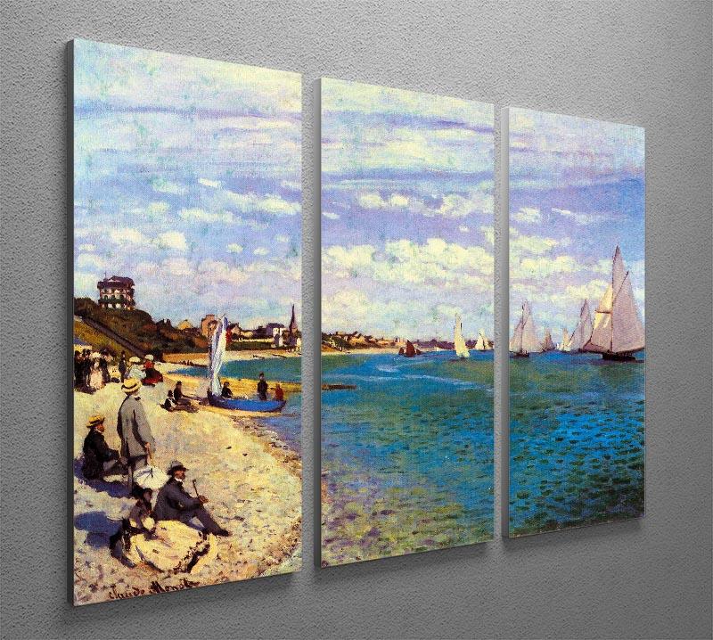 The Beach at Sainte Adresse by Monet Split Panel Canvas Print - Canvas Art Rocks - 4