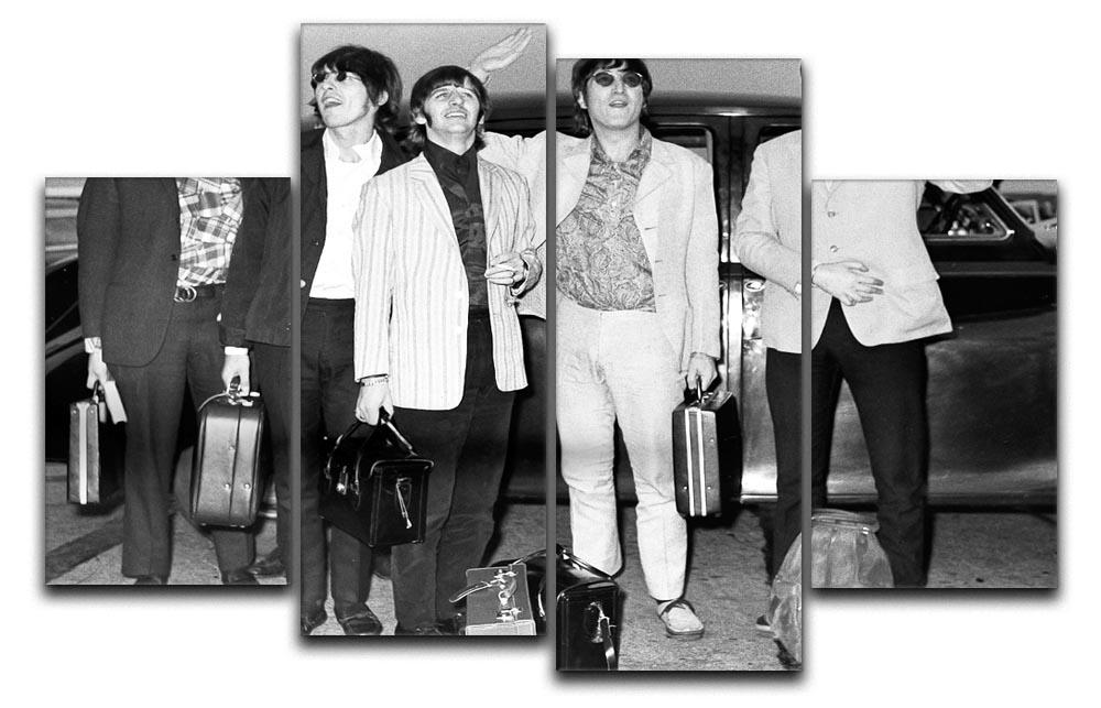 The Beatles and Brian Epstein at London Airport 4 Split Panel Canvas  - Canvas Art Rocks - 1