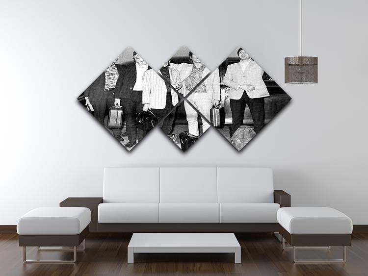 The Beatles and Brian Epstein at London Airport 4 Square Multi Panel Canvas - Canvas Art Rocks - 3