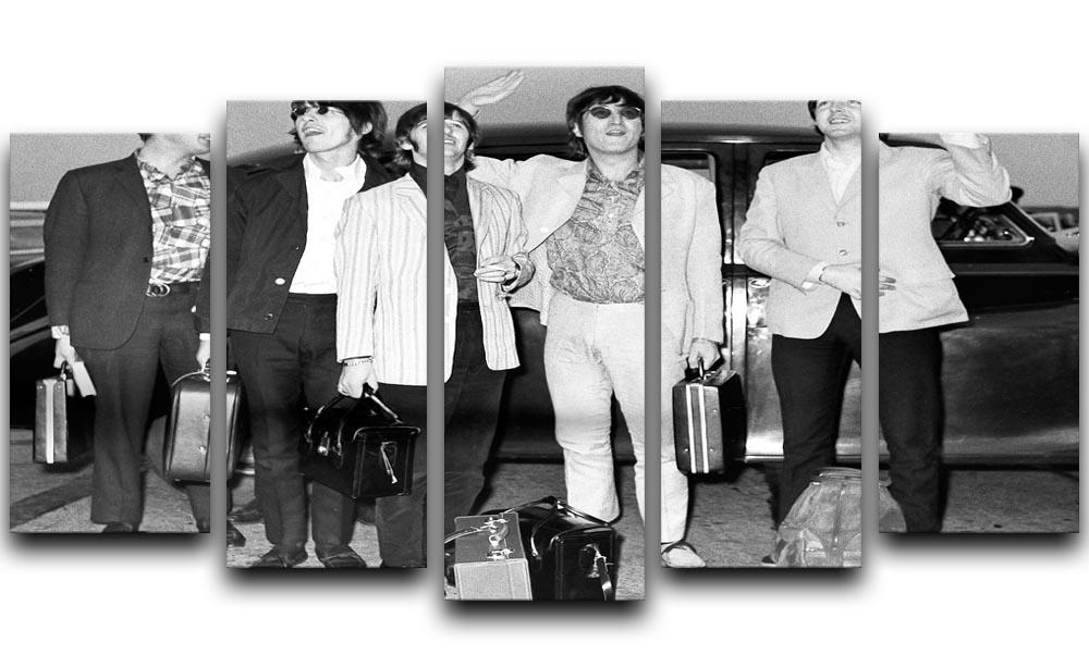 The Beatles and Brian Epstein at London Airport 5 Split Panel Canvas  - Canvas Art Rocks - 1
