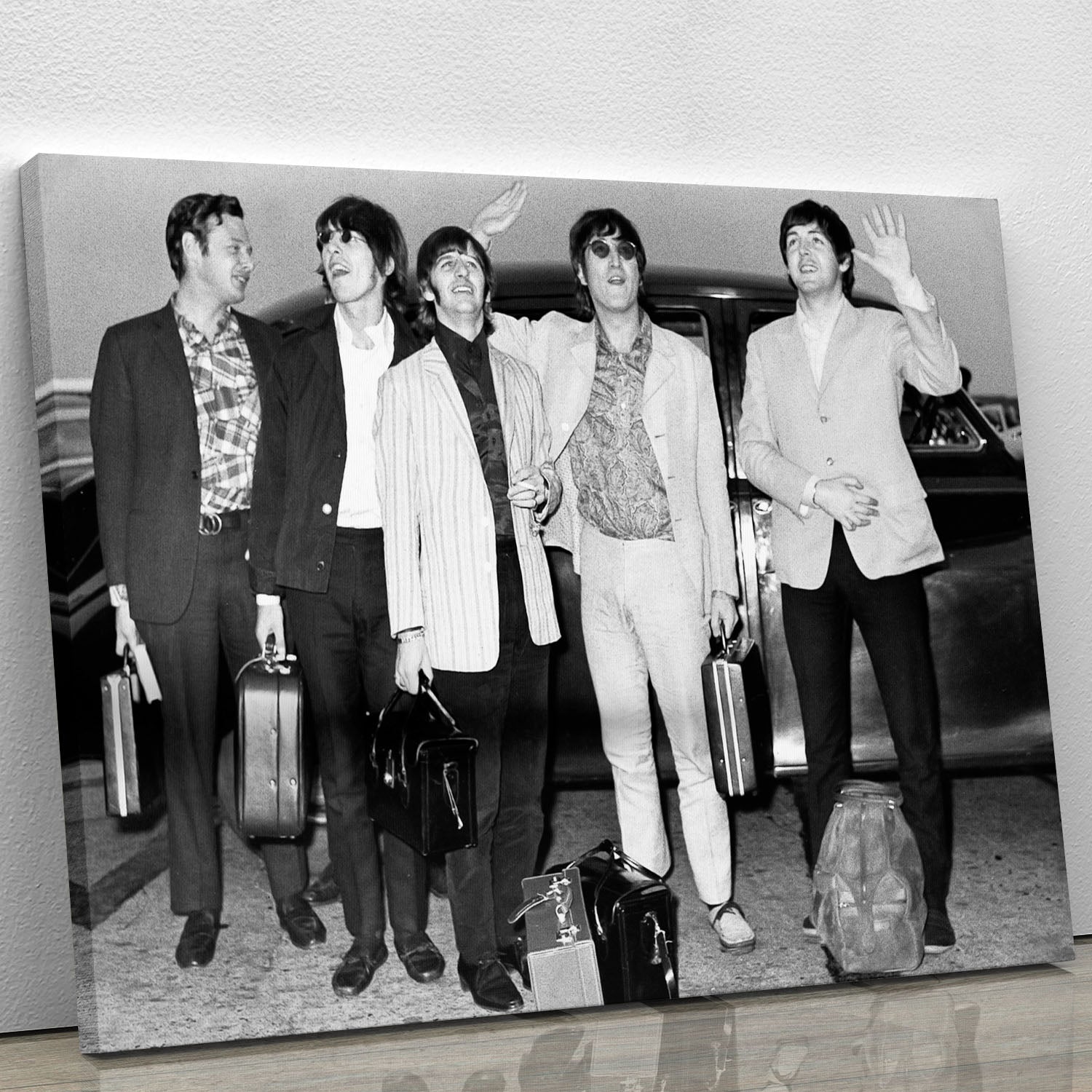 The Beatles and Brian Epstein at London Airport Canvas Print or Poster - Canvas Art Rocks - 1