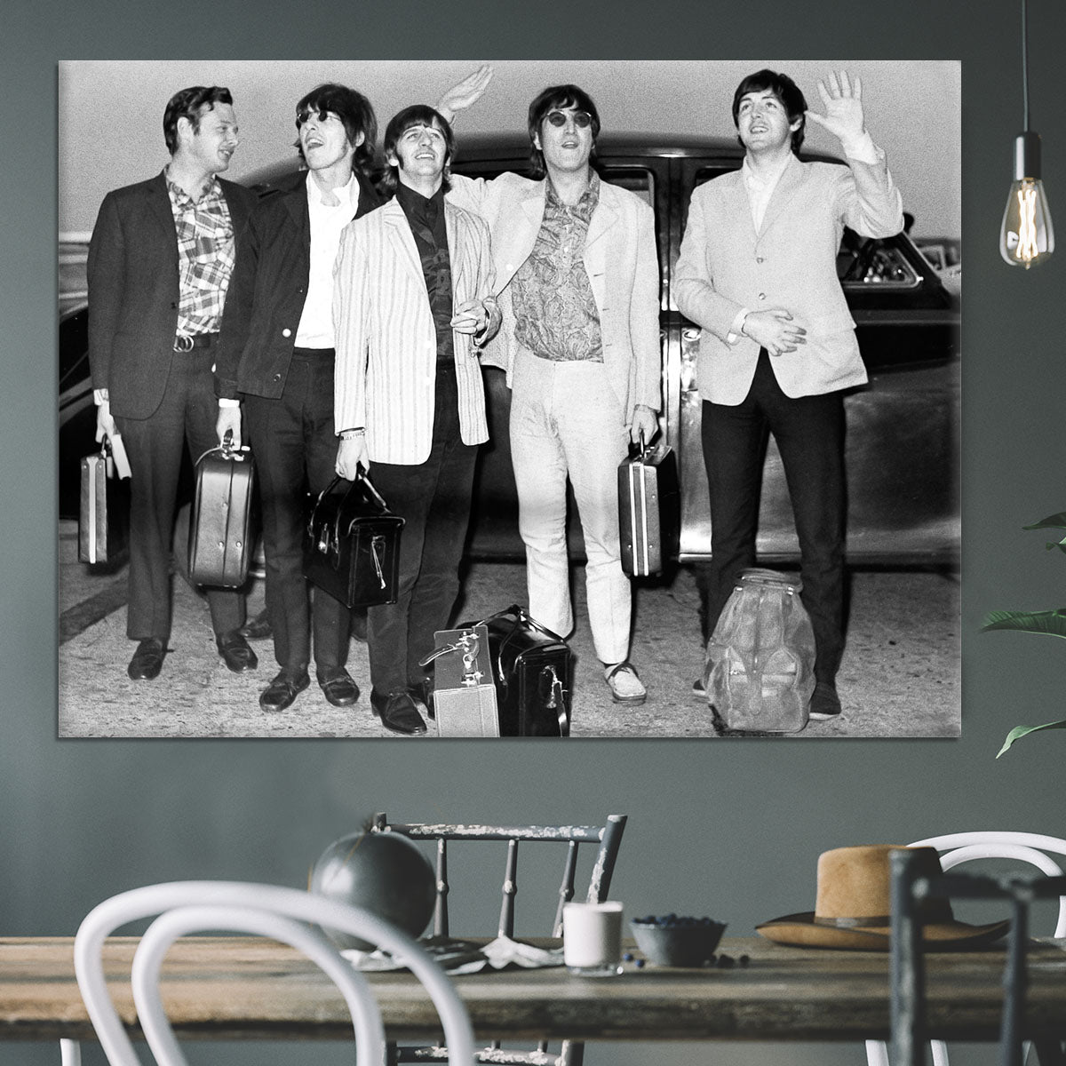 The Beatles and Brian Epstein at London Airport Canvas Print or Poster - Canvas Art Rocks - 3