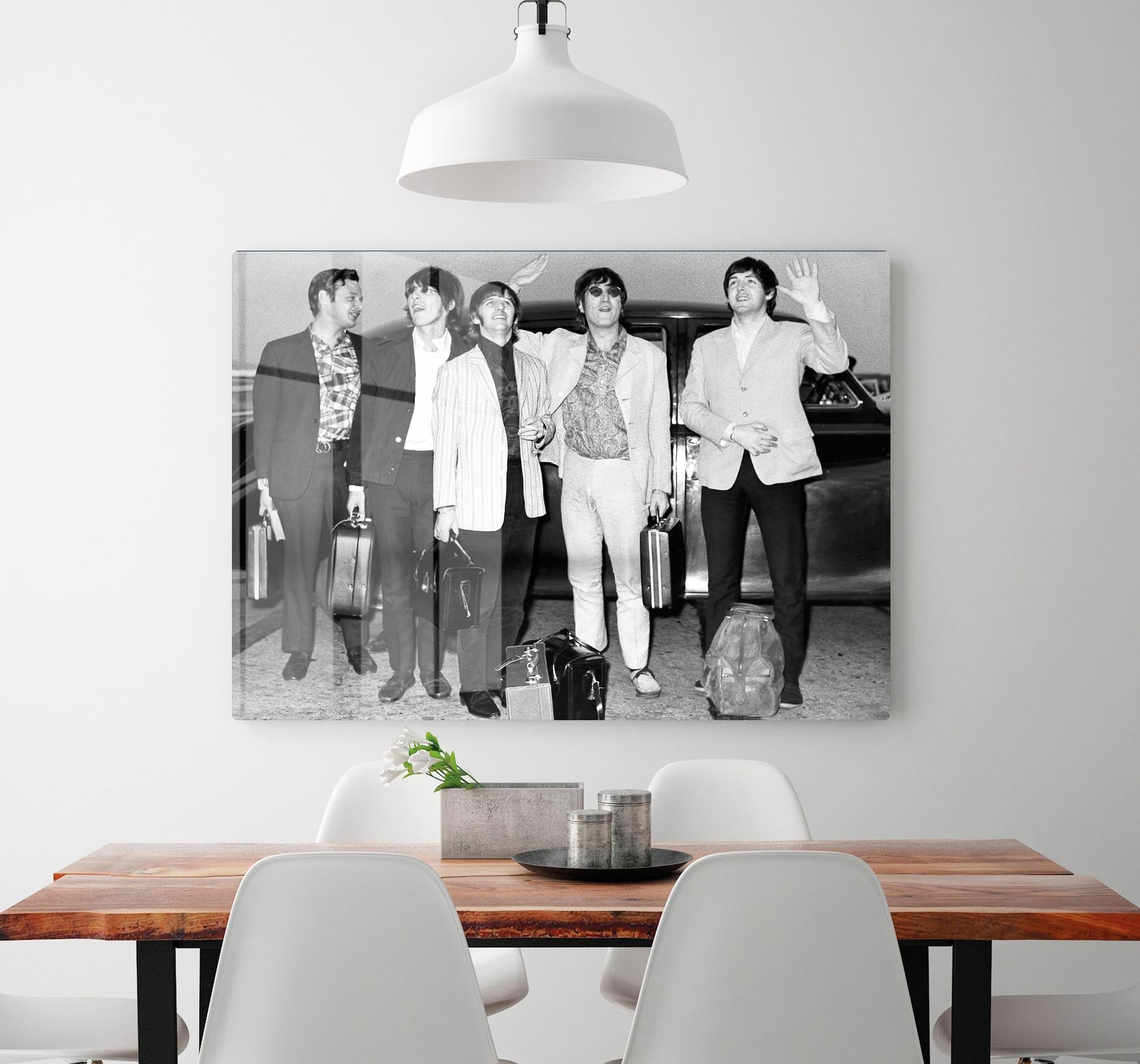 The Beatles and Brian Epstein at London Airport HD Metal Print