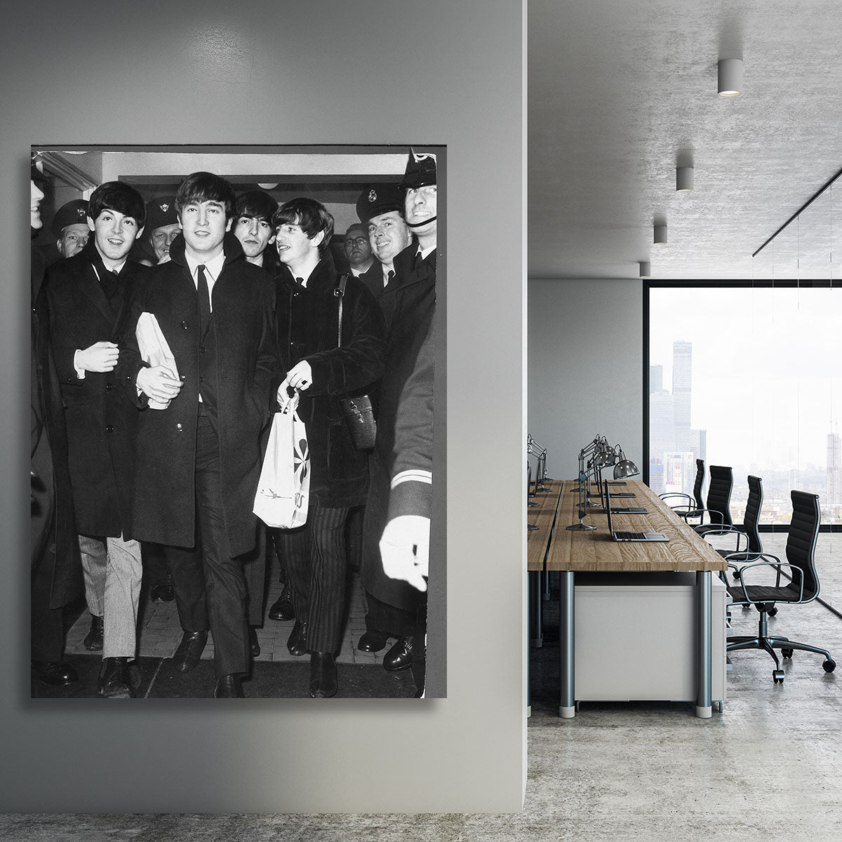The Beatles arrive at London Airport Canvas Print or Poster - Canvas Art Rocks - 3