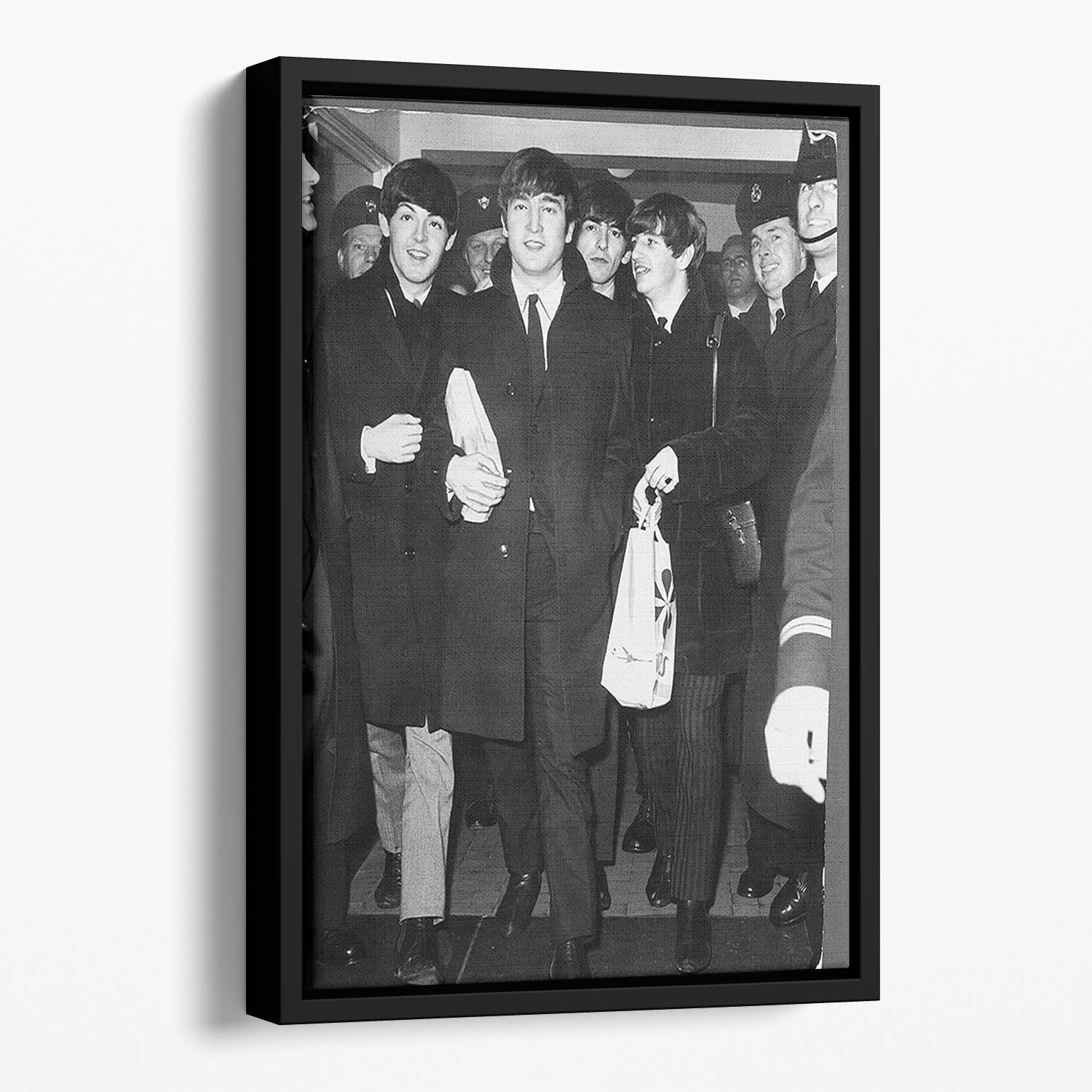 The Beatles arrive at London Airport Floating Framed Canvas
