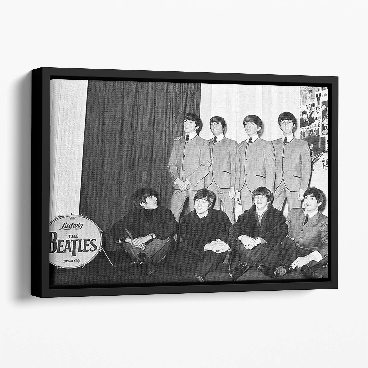 The Beatles at Madame Tussauds Floating Framed Canvas