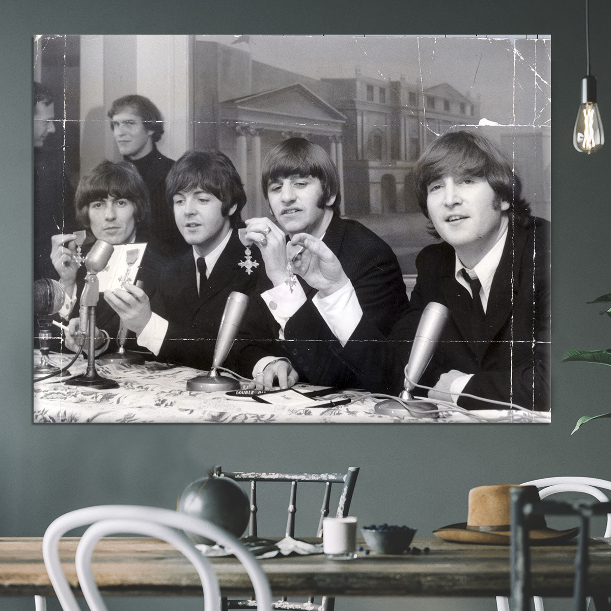 The Beatles at a press conference with their MBEs Canvas Print or Poster - Canvas Art Rocks - 3