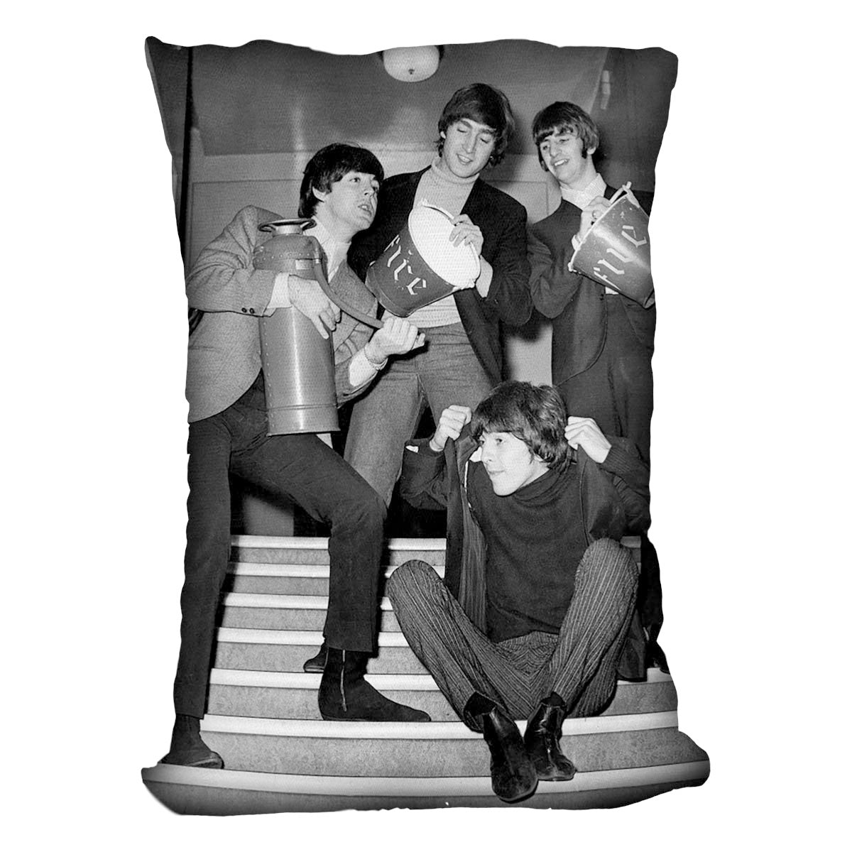 The Beatles backstage at the Liverpool Empire Cushion