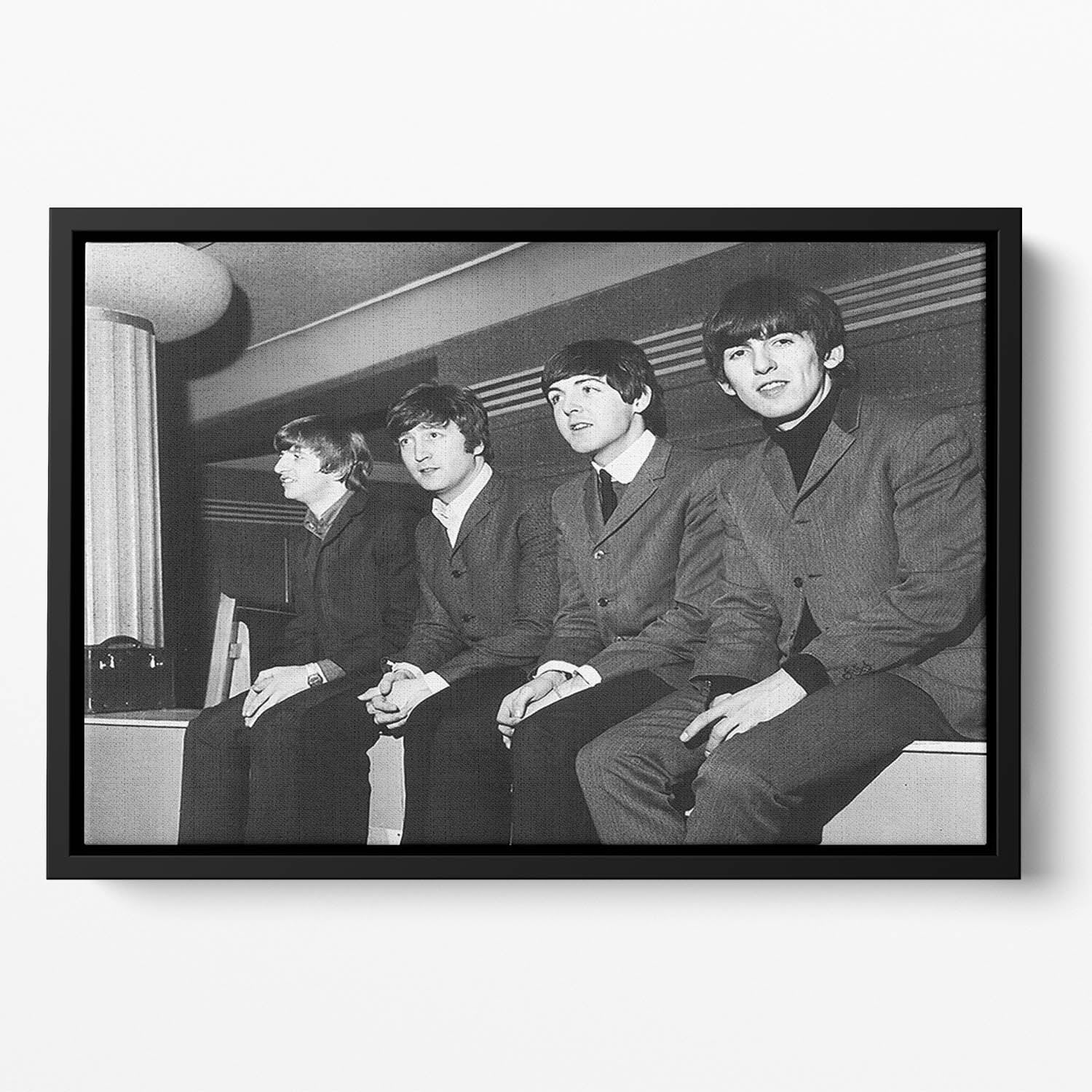 The Beatles backstage in Edinburgh Floating Framed Canvas