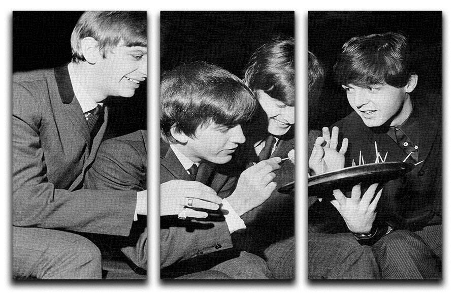 The Beatles before going on stage 3 Split Panel Canvas Print - Canvas Art Rocks - 1