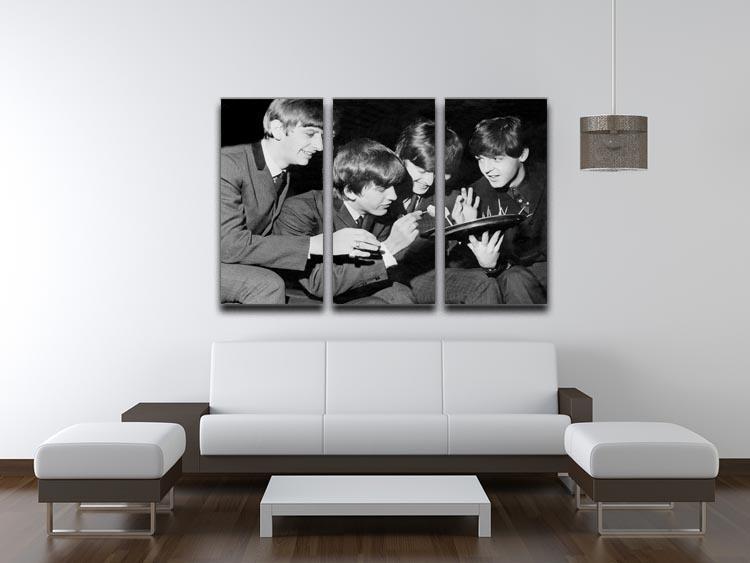 The Beatles before going on stage 3 Split Panel Canvas Print - Canvas Art Rocks - 3