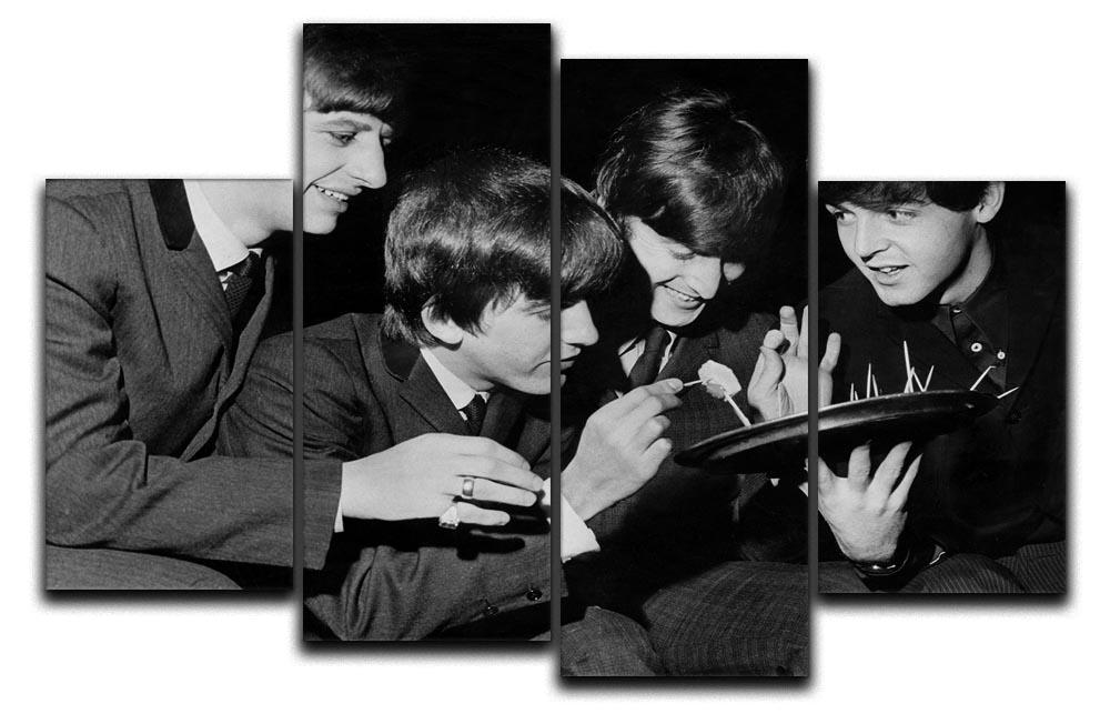The Beatles before going on stage 4 Split Panel Canvas  - Canvas Art Rocks - 1