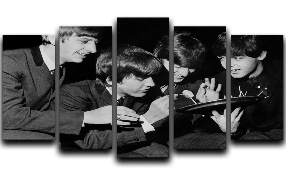 The Beatles before going on stage 5 Split Panel Canvas  - Canvas Art Rocks - 1
