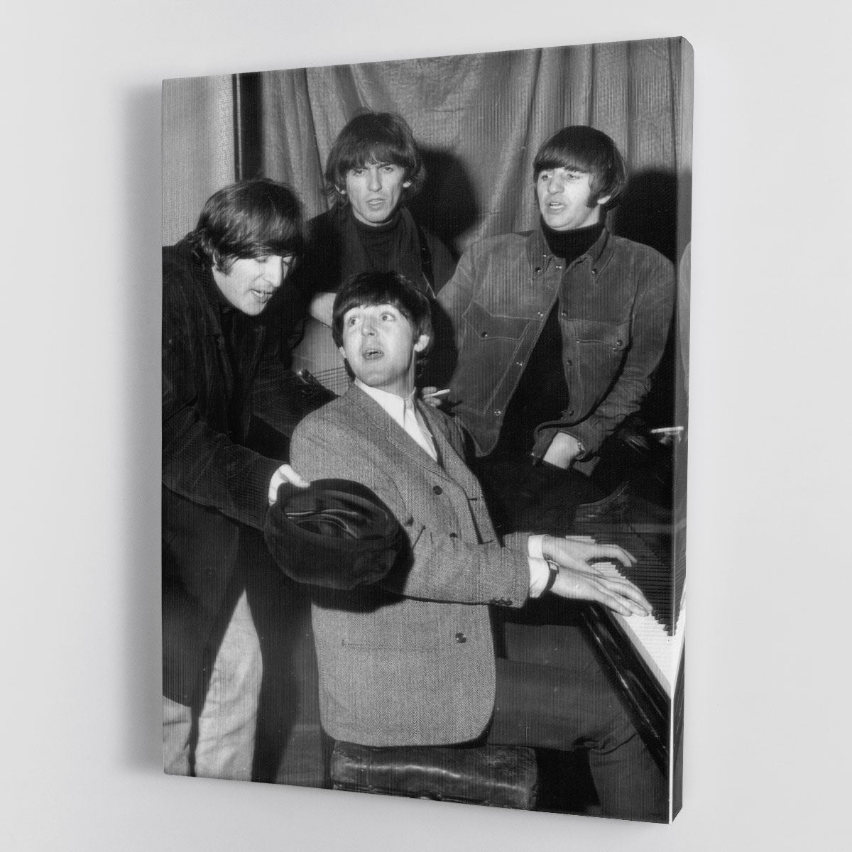 The Beatles gathered round a piano Canvas Print or Poster - Canvas Art Rocks - 1