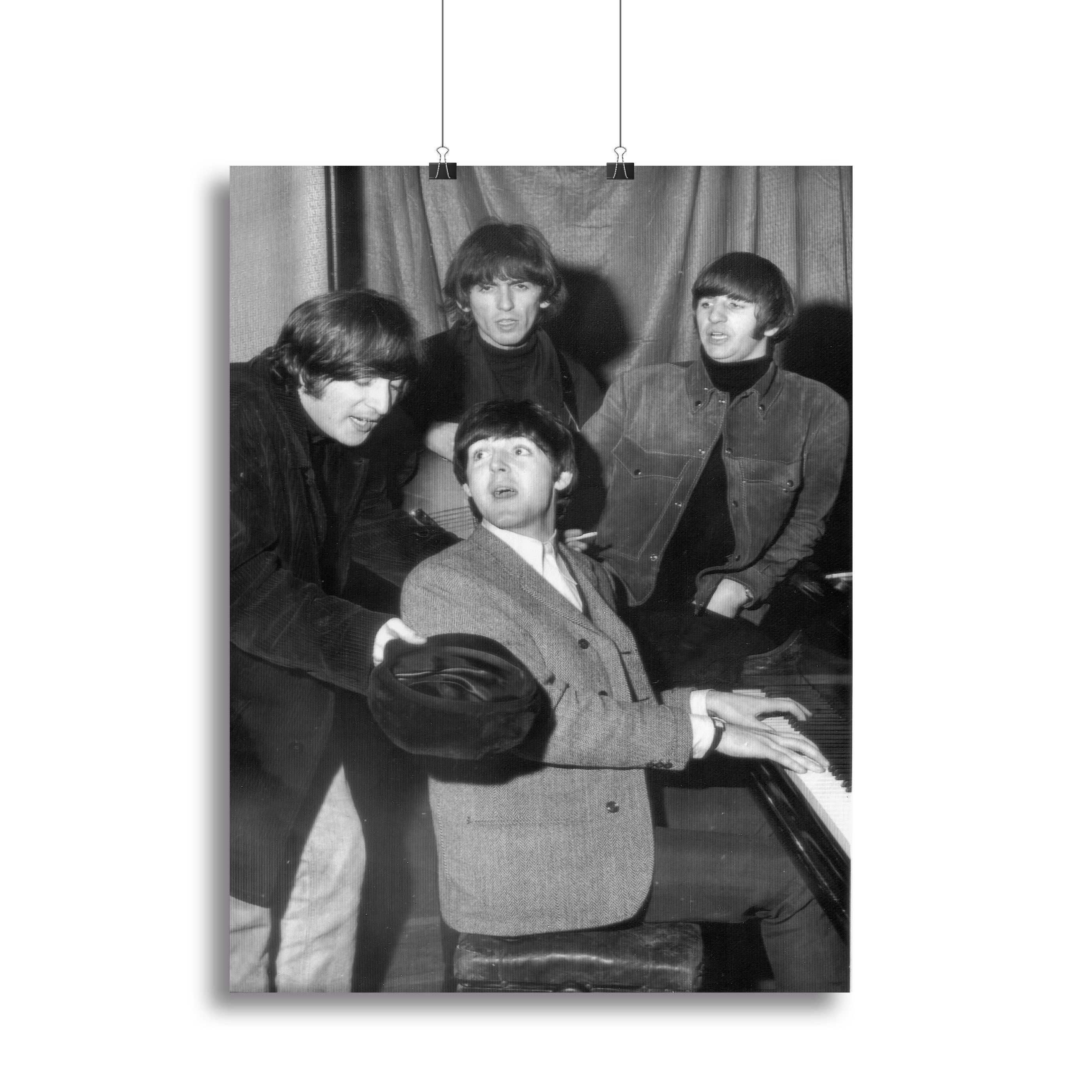 The Beatles gathered round a piano Canvas Print or Poster - Canvas Art Rocks - 2