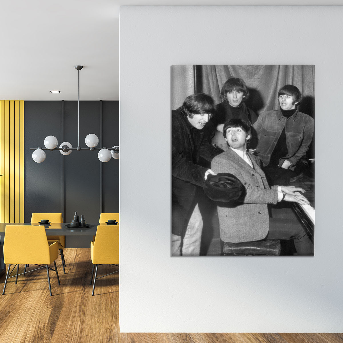 The Beatles gathered round a piano Canvas Print or Poster - Canvas Art Rocks - 4
