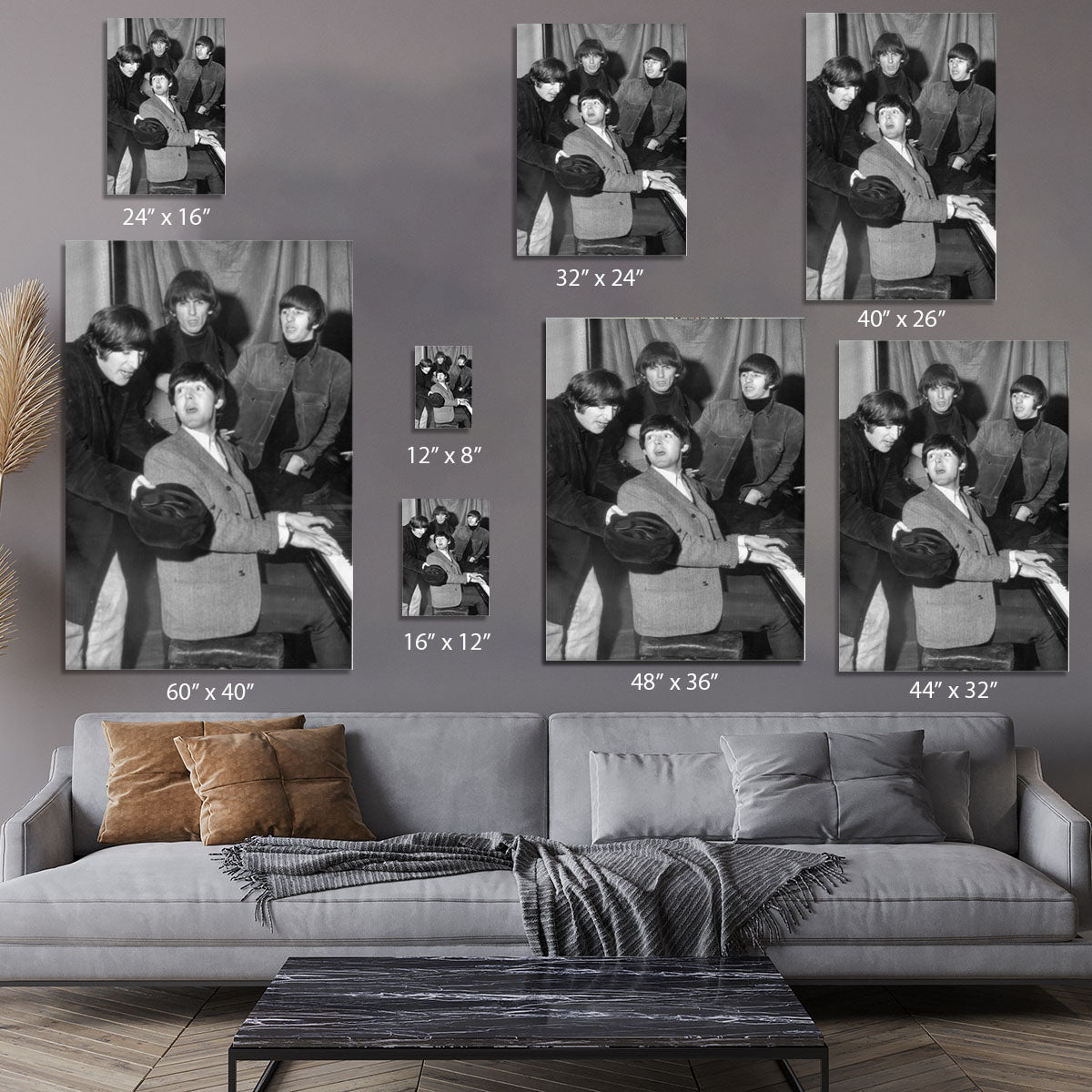 The Beatles gathered round a piano Canvas Print or Poster - Canvas Art Rocks - 7