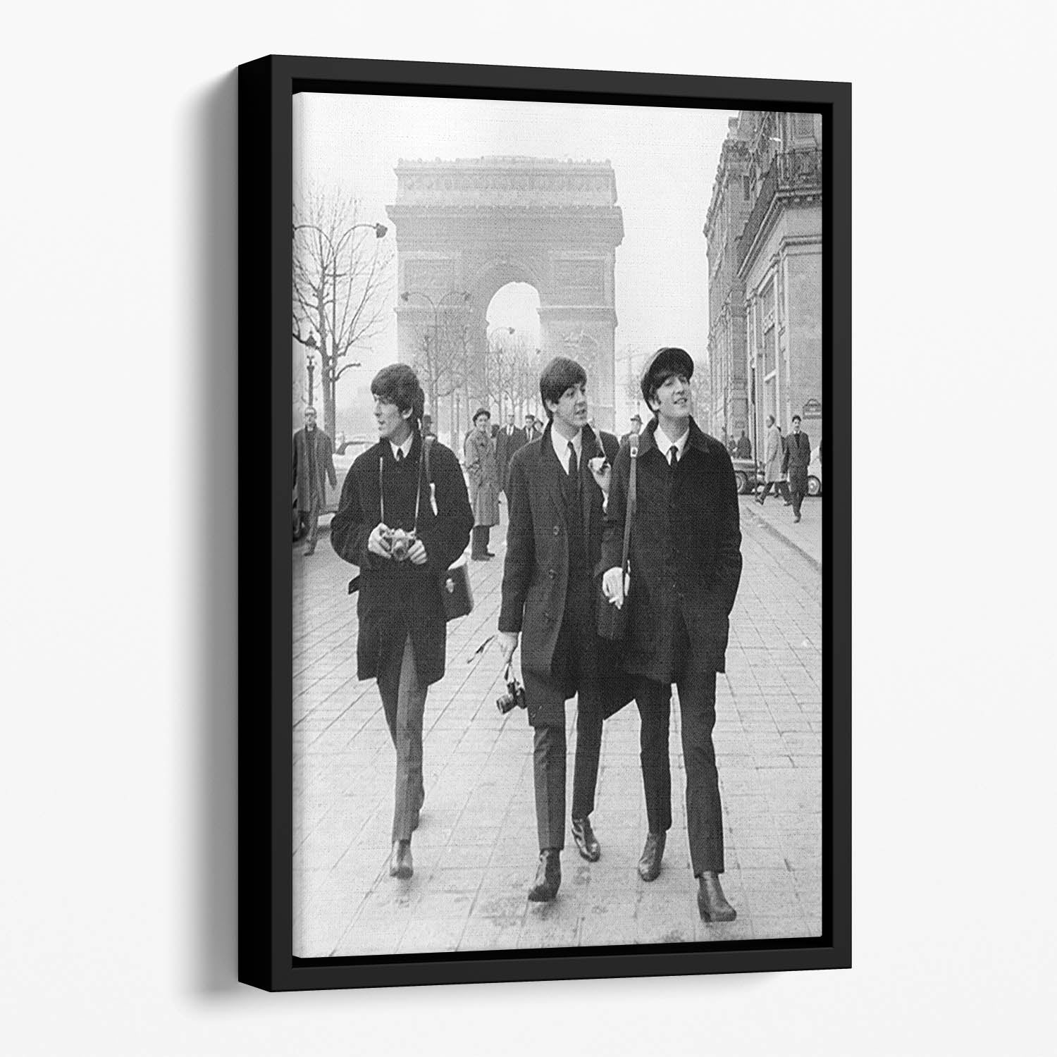 The Beatles in Paris Floating Framed Canvas