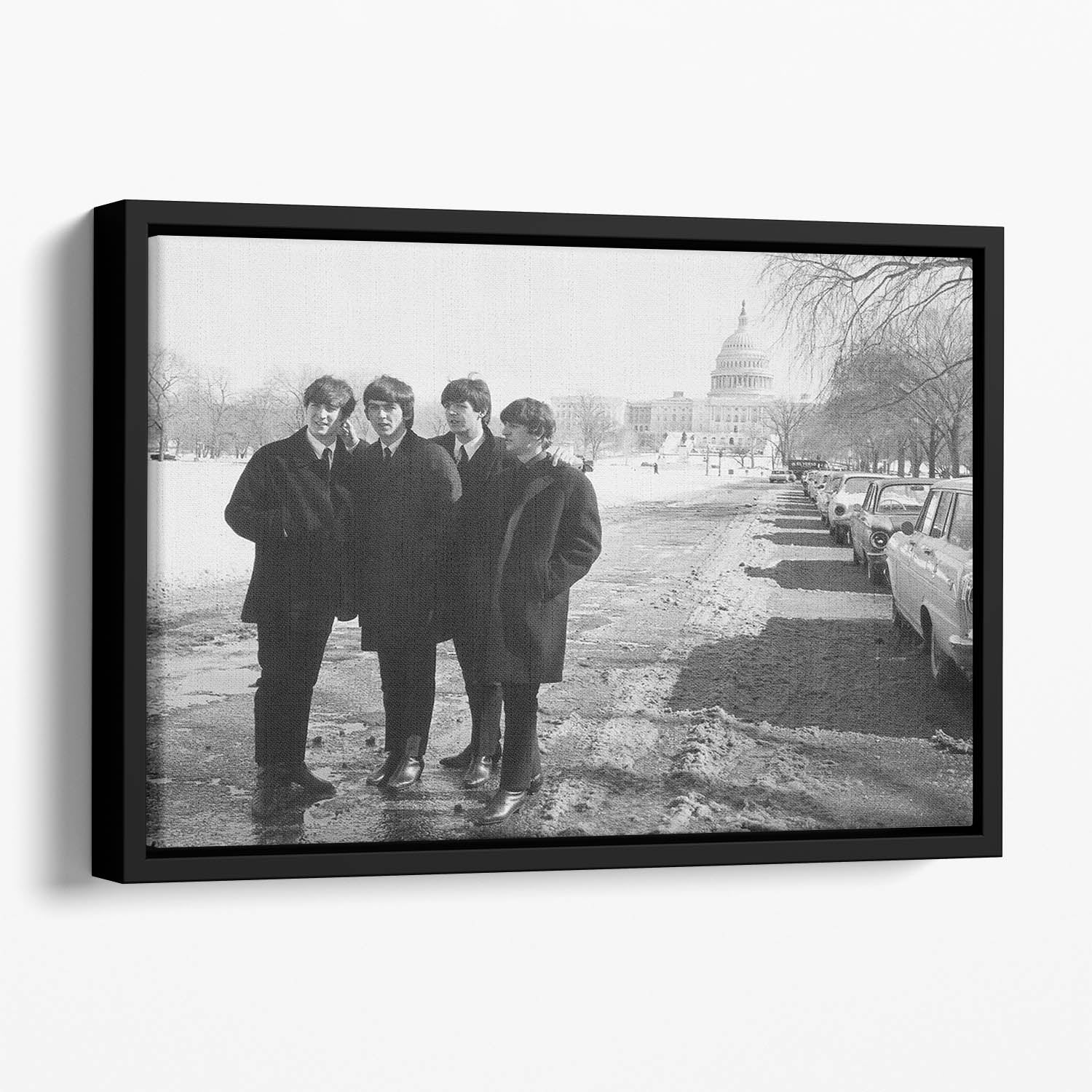 The Beatles in Washington Floating Framed Canvas