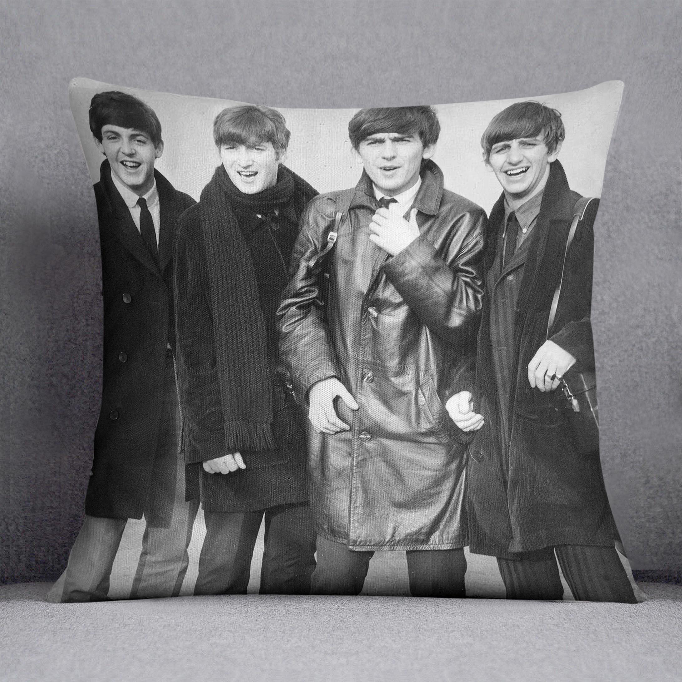 The Beatles in overcoats in 1963 Cushion