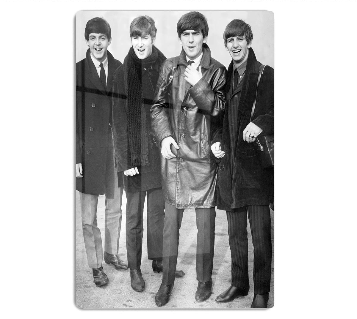 The Beatles in overcoats in 1963 HD Metal Print