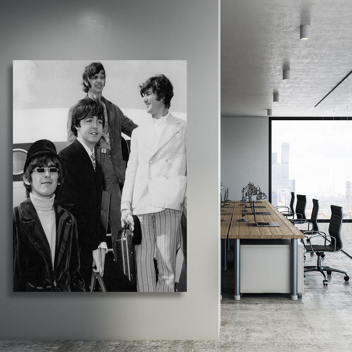 The Beatles leaving London Airport Canvas Print or Poster - Canvas Art Rocks - 3