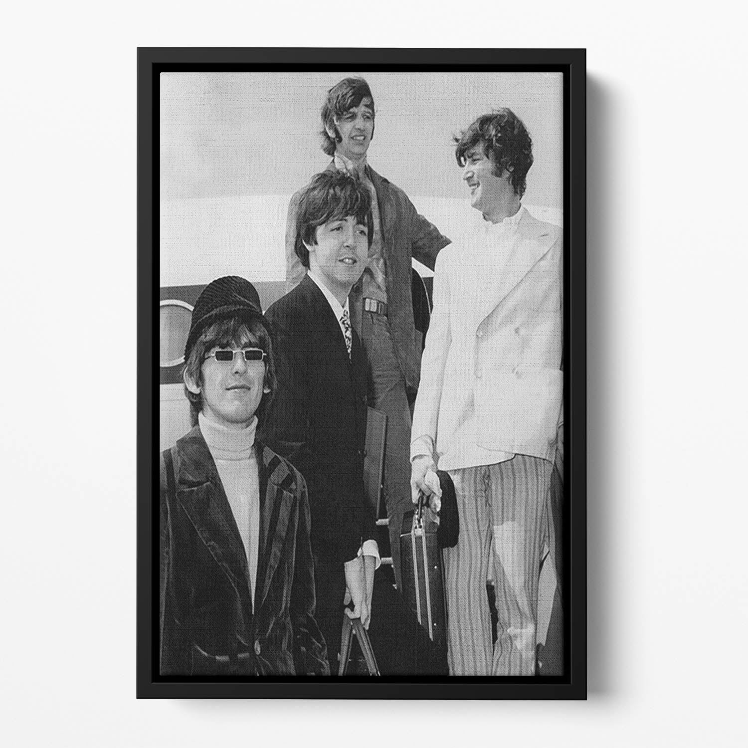 The Beatles leaving London Airport Floating Framed Canvas