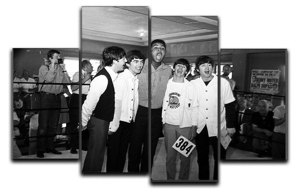 The Beatles meet Muhammad Ali 4 Split Panel Canvas  - Canvas Art Rocks - 1