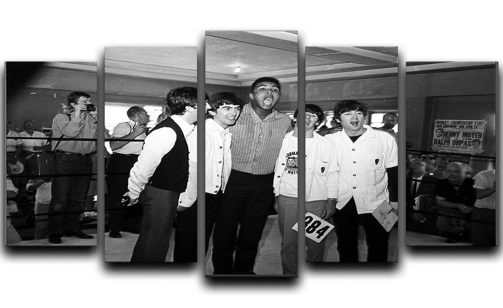 The Beatles meet Muhammad Ali 5 Split Panel Canvas  - Canvas Art Rocks - 1