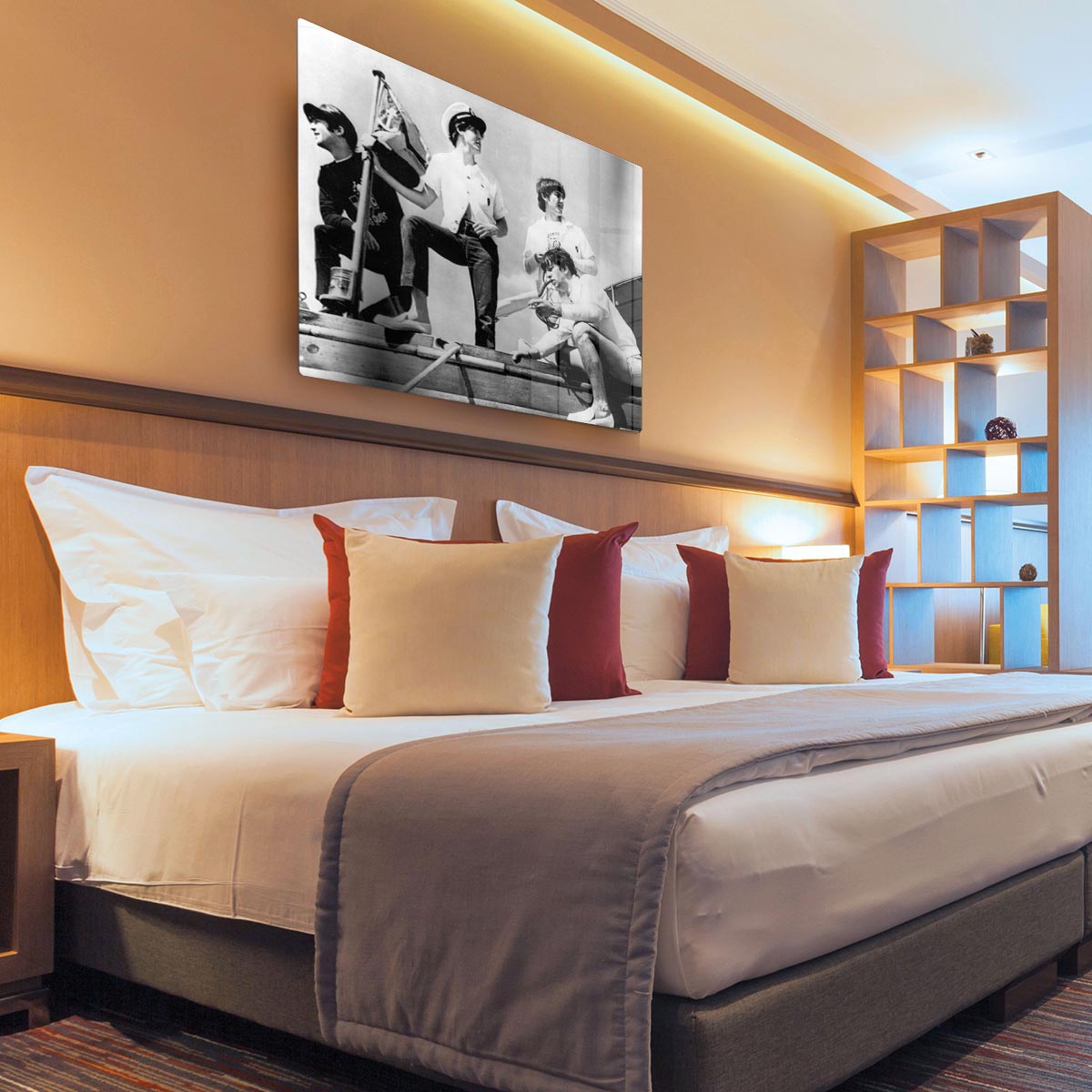 The Beatles on board a yacht HD Metal Print