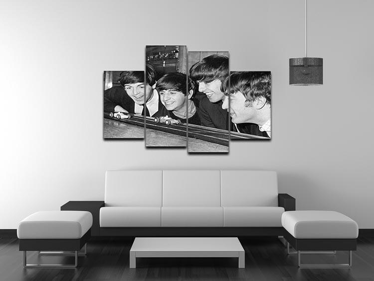 The Beatles play with toy racing cars 4 Split Panel Canvas - Canvas Art Rocks - 3