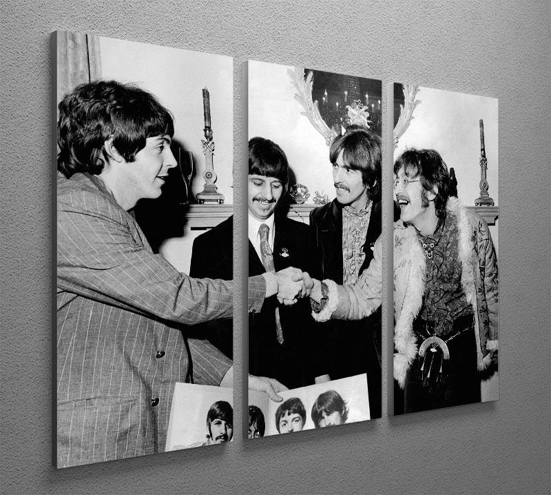 The Beatles shaking hands in 1967 3 Split Panel Canvas Print - Canvas Art Rocks - 2