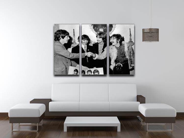 The Beatles shaking hands in 1967 3 Split Panel Canvas Print - Canvas Art Rocks - 3