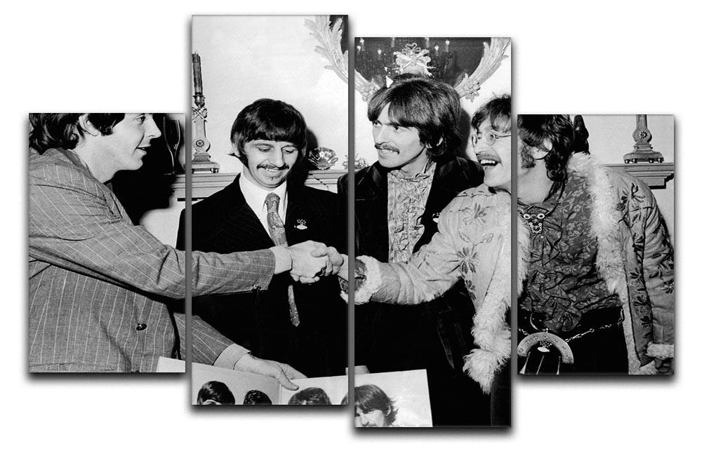 The Beatles shaking hands in 1967 4 Split Panel Canvas  - Canvas Art Rocks - 1