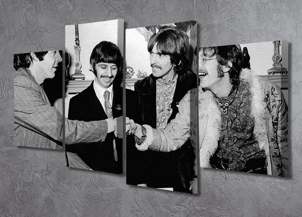 The Beatles shaking hands in 1967 4 Split Panel Canvas - Canvas Art Rocks - 2