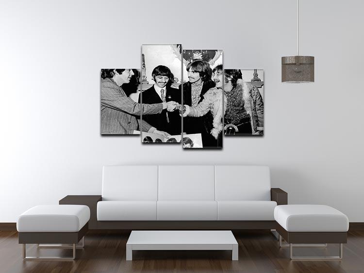 The Beatles shaking hands in 1967 4 Split Panel Canvas - Canvas Art Rocks - 3
