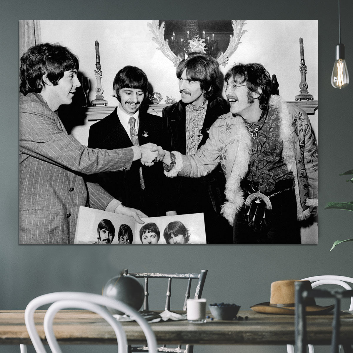 The Beatles shaking hands in 1967 Canvas Print or Poster - Canvas Art Rocks - 3