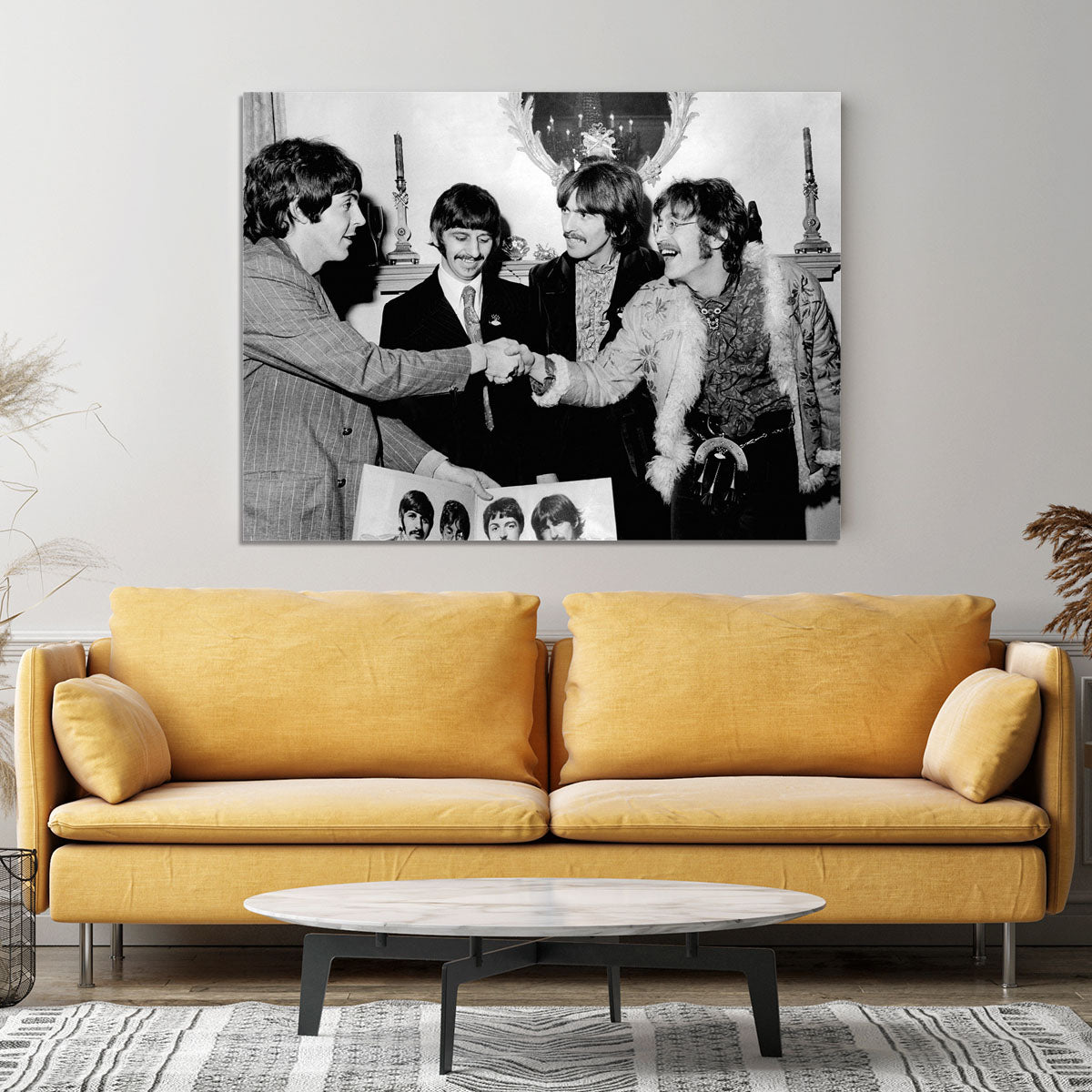 The Beatles shaking hands in 1967 Canvas Print or Poster - Canvas Art Rocks - 4