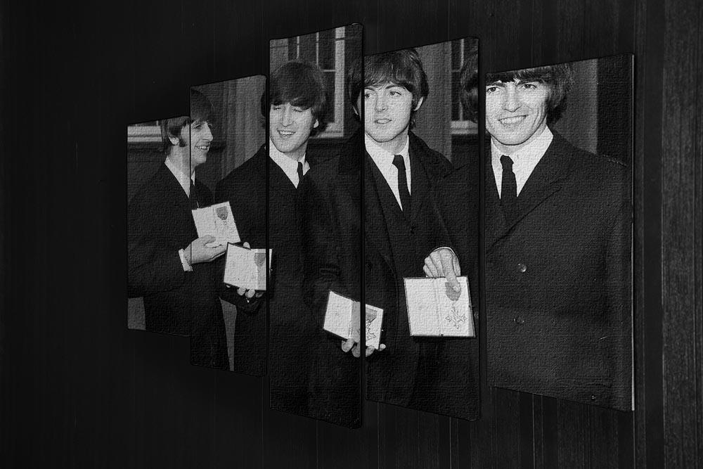 The Beatles show their MBEs 5 Split Panel Canvas - Canvas Art Rocks - 2