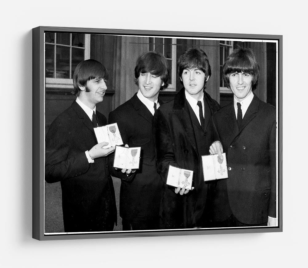 The Beatles show their MBEs HD Metal Print