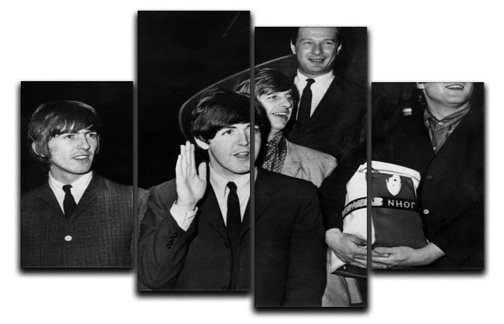 The Beatles with Brian Epstein at London Airport 4 Split Panel Canvas  - Canvas Art Rocks - 1
