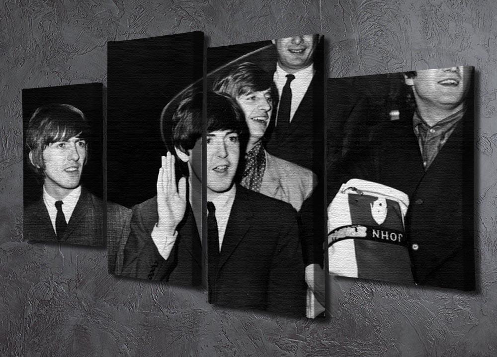 The Beatles with Brian Epstein at London Airport 4 Split Panel Canvas - Canvas Art Rocks - 2