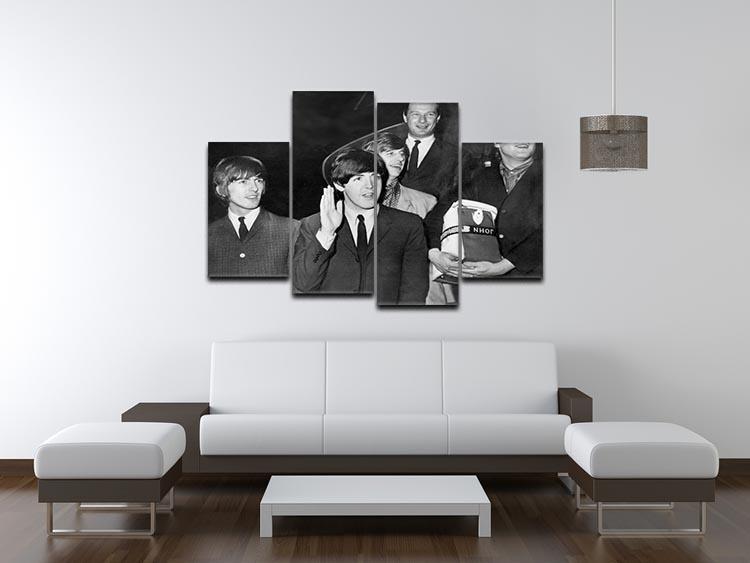 The Beatles with Brian Epstein at London Airport 4 Split Panel Canvas - Canvas Art Rocks - 3