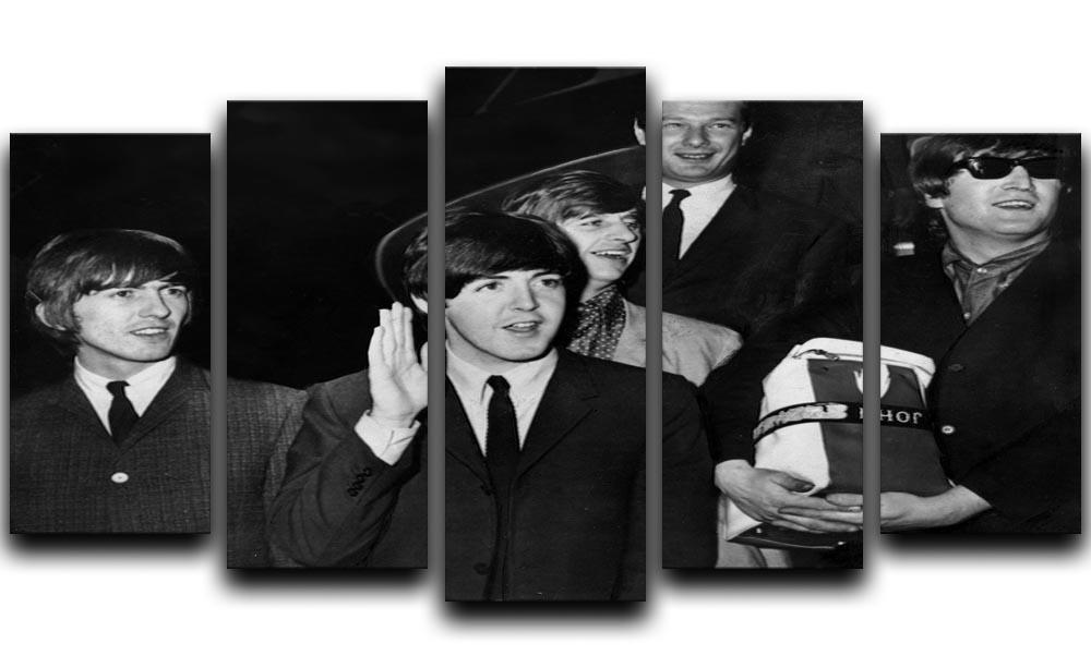 The Beatles with Brian Epstein at London Airport 5 Split Panel Canvas  - Canvas Art Rocks - 1