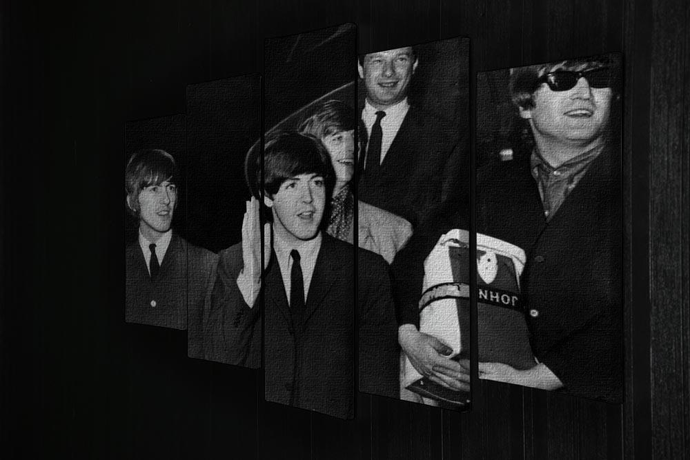The Beatles with Brian Epstein at London Airport 5 Split Panel Canvas - Canvas Art Rocks - 2