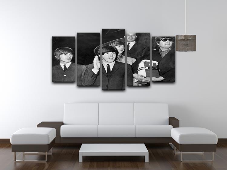 The Beatles with Brian Epstein at London Airport 5 Split Panel Canvas - Canvas Art Rocks - 3