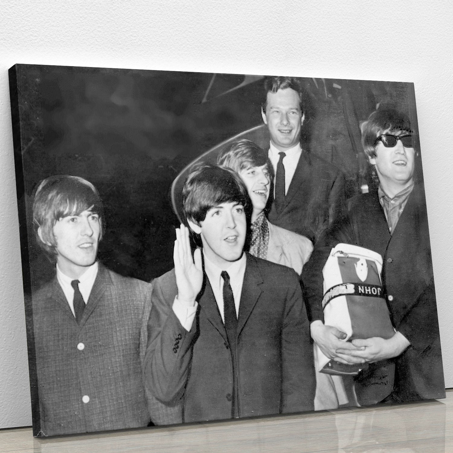 The Beatles with Brian Epstein at London Airport Canvas Print or Poster - Canvas Art Rocks - 1