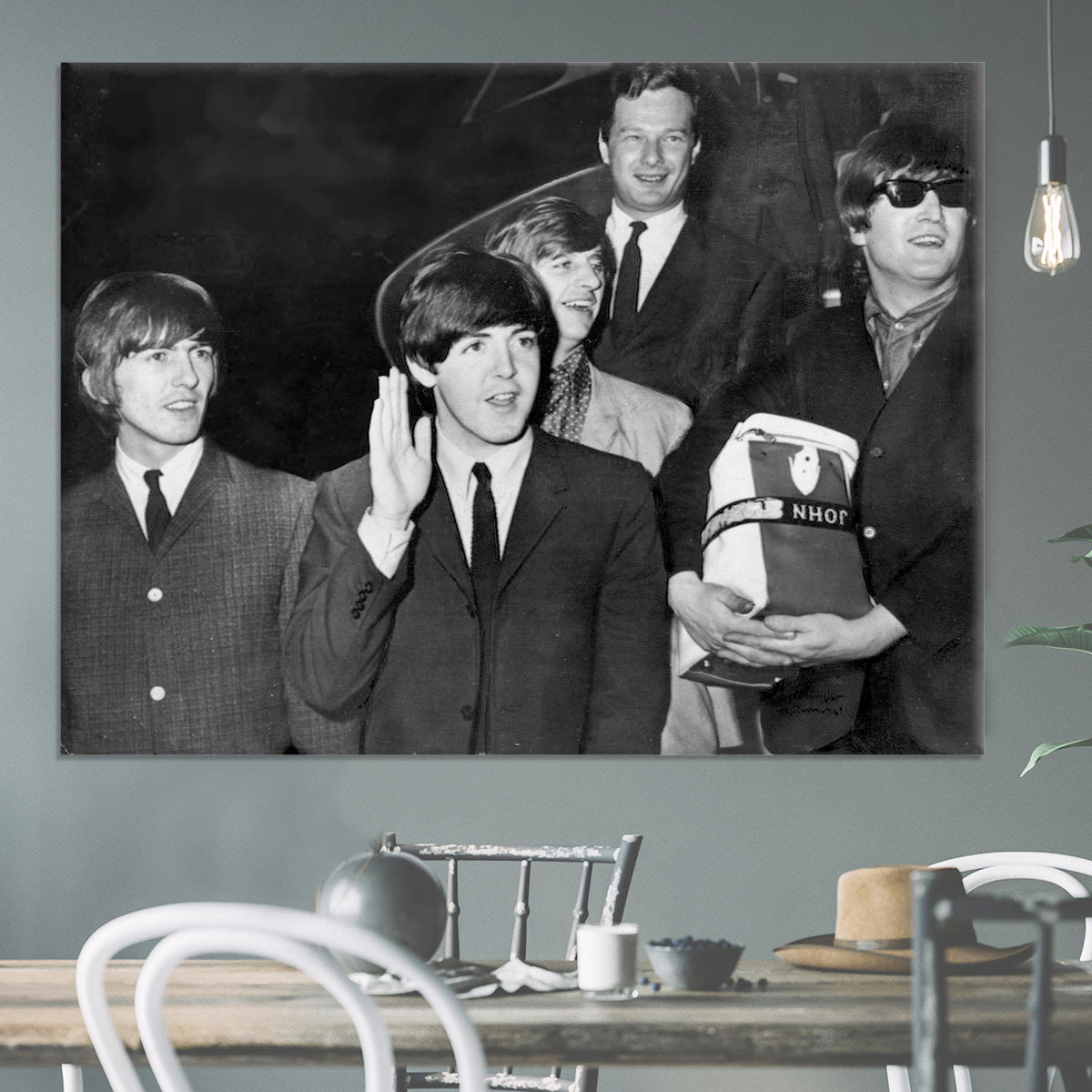The Beatles with Brian Epstein at London Airport Canvas Print or Poster - Canvas Art Rocks - 3