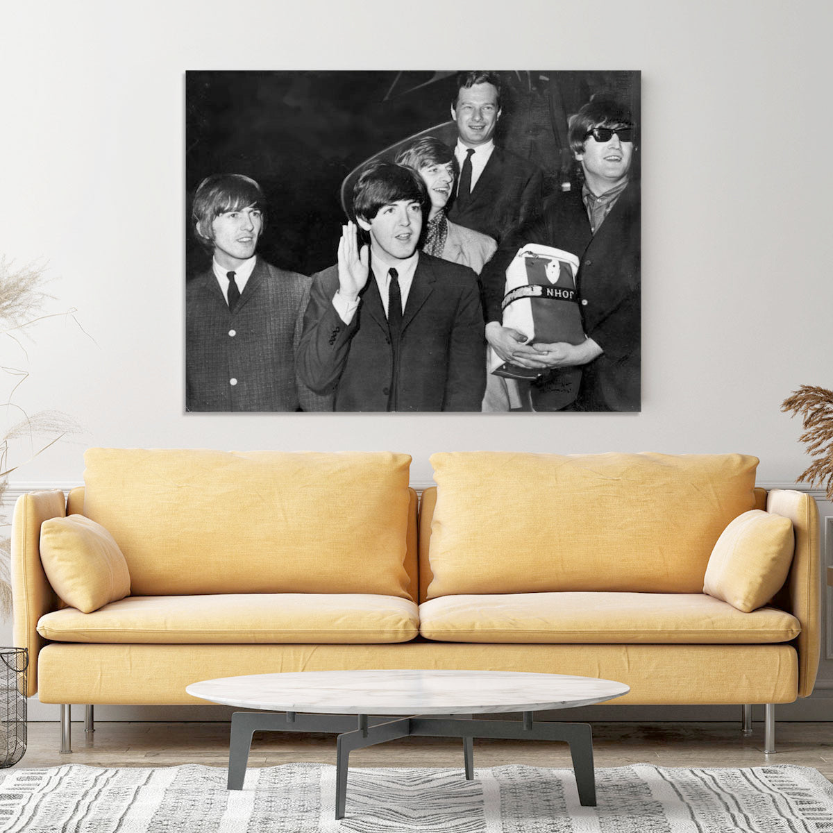 The Beatles with Brian Epstein at London Airport Canvas Print or Poster - Canvas Art Rocks - 4