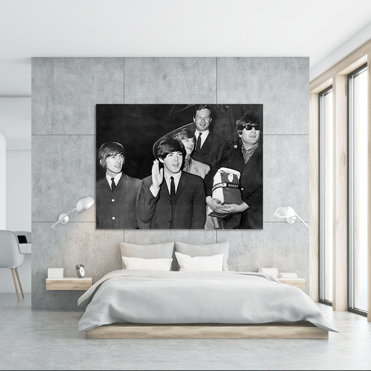 The Beatles with Brian Epstein at London Airport Canvas Print or Poster - Canvas Art Rocks - 5